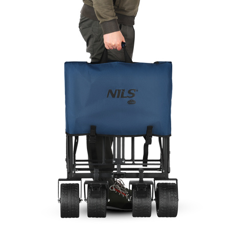 Wózek Turystyczny Plażowy Transportowy Kempingowy Składany Z Daszkiem 120 L