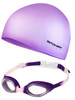 Zestaw Na Basen Fioletowy Czepek + Różowo-Fioletowe Okularki Pływackie
