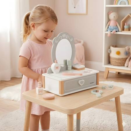 MAMABRUM Drewniana Toaletka Dla Dzieci Z Akcesoriami