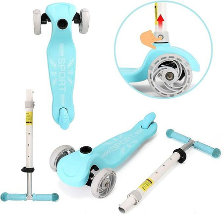 Hulajnoga Balansowa Trójkołowa Regulowana Dla Chłopca Kółka LED