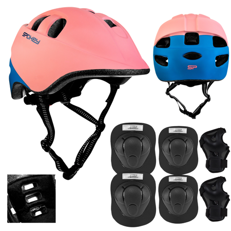 Zestaw Regulowany Kask Rowerowy Ochronny + Ochraniacze Dla Dziecka