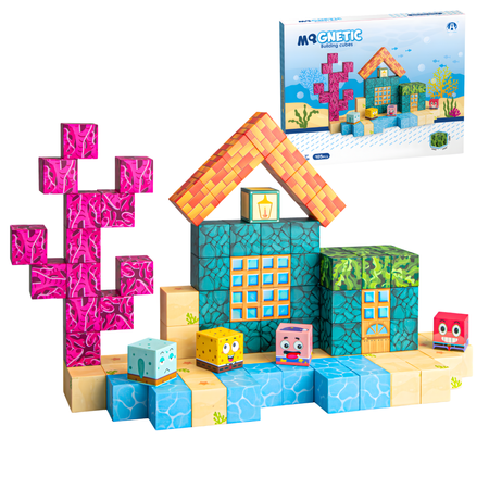Klocki Magnetyczne Konstrukcyjne Zestaw 105 Elementów Edukacyjne Dla Dzieci