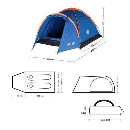 Namiot Turystyczny Kempingowy 2 osobowy Wodoodporny + Pokrowiec Nils Camp