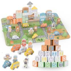 Zestaw Drewnianych Klocków Puzzli Dla Dzieci 100 elementów