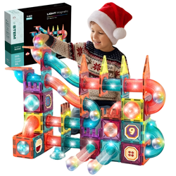 Klocki Magnetyczne Konstrukcyjne Świecący Tor Zestaw Dla Dzieci 140 el.