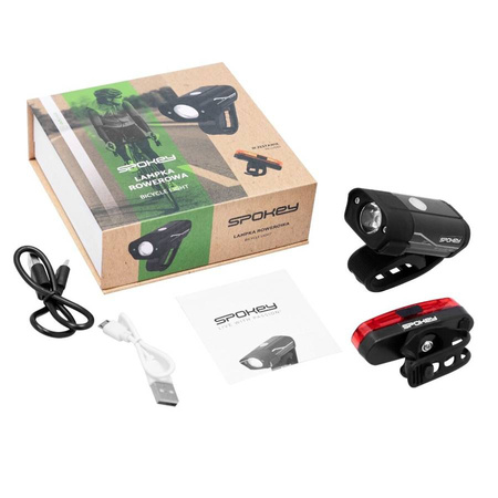 SPOKEY Zestaw Rowerowy Lampka Przednia + Tylnie Światło