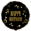 Balon Foliowy Dekoracyjny Imprezowy Na Urodziny Happy Birthday Czarny 18"