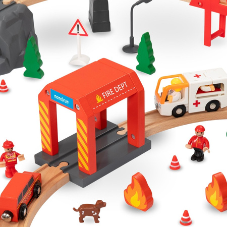 Drewniana Kolejka Pociąg Na Baterie Straż Pożarna Dla Dziecka MAMABRUM