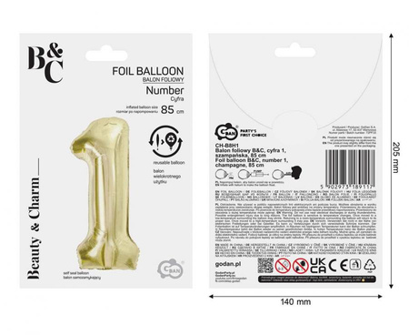 Balony Na 18 Urodziny Szampańskie Duże 85 cm + 2x Balon Happy Birthday 18"