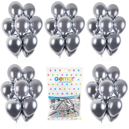 Balony Lateksowe Srebrne Klasyczne Chromowane Na Ślub Wesele 13" 100 szt.