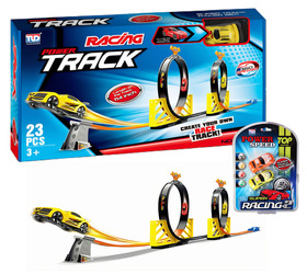 Tor Wyścigowy Samochodowy Pull Back Podwójna Pętla 290 cm + 3 Samochodziki
