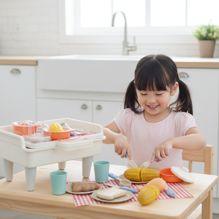 Mini Grill Dla Dzieci 26 Elementów Sztućce + Akcesoria Spożywcze