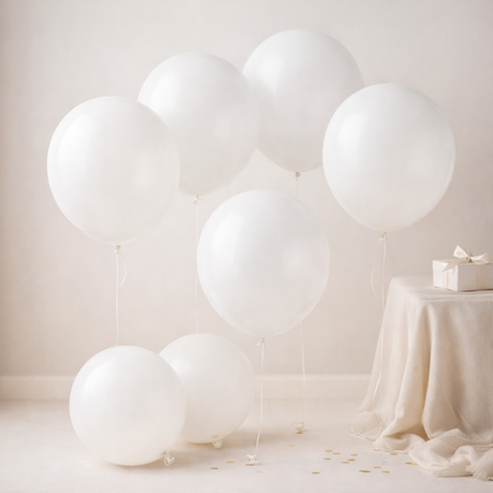 Balony Białe Klasyczne Pastelowe Balony 19" na Ślub Wesele GEMAR 50 szt.