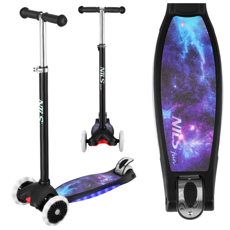 Hulajnoga Trójkołowa Dla Dzieci Balansowa Składana Świecące Kółka LED NILS