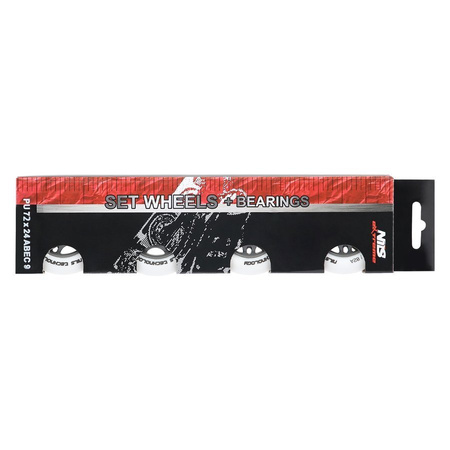 Kółka Do Rolek Kauczukowe 72 mm Zestaw 8 szt. + Łożyska ABEC-9 Białe Matowe