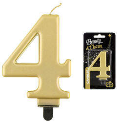  Świeczka Urodzinowa Dekoracyjna Złota Na Tort Metaliczna GODAN Cyfra 4 