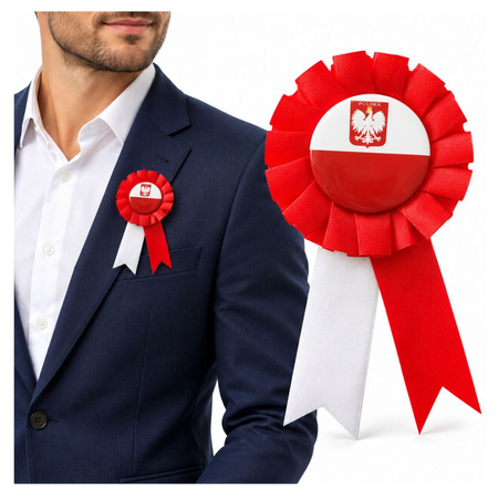 Kotylion Narodowy Biało-Czerwoni Flaga Godło Orzeł POLSKA GODAN