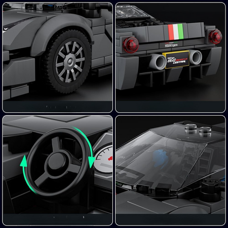 Klocki Konstrukcyjne Auto Samochód Wyścigowy 384 Elementy + Gablota MOULD KING