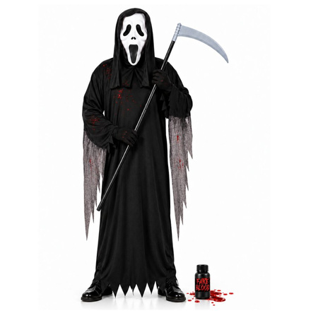 Strój Krzyk Na Halloween Dla Dziecka Duch Kostium 120/130 cm + Kosa 102 cm