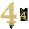  Świeczka Urodzinowa Dekoracyjna Złota Na Tort Metaliczna GODAN Cyfra 4 
