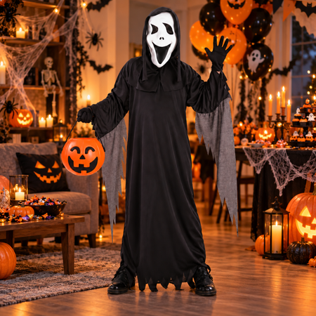 Strój Ducha Przebranie Na Halloween Dla Dziecka + Wiaderko Dynia GODAN