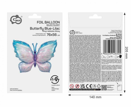 Balon Foliowy Motyl Na Urodziny Przyjęcie Imprezę Motyl GODAN 76,3x56,5 cm