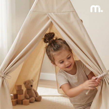 Namiot Tipi Dla Dzieci 110×110×120 cm Z Matą Do Pokoju  Girlanda Lampki LED