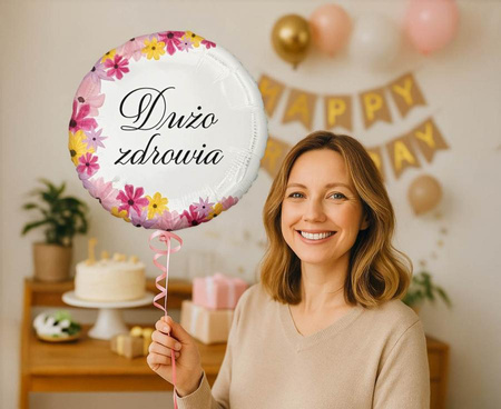 Balon Foliowy Dekoracyjny Imprezowy Na Urodziny Dużo Zdrowia GODAN 18"