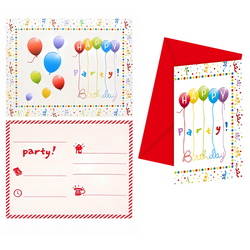 Zaproszenia Na Urodziny Papierowe Z Kopertami Happy Birthday - 6 szt.