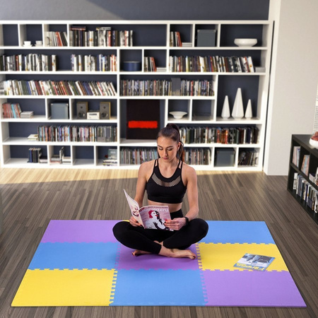 Mata Puzzle Pod Sprzęt Do Ćwiczeń Fitness Ochronna Uniwersalna 60x60cm 9el.