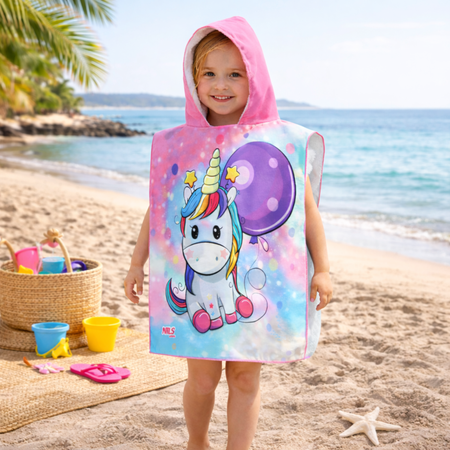 Ręcznik Kąpielowy Okrycie Z Kapturem Ponczo Dla Dzieci Unicorn 60x85 cm
