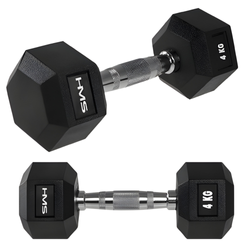 Hantle Ciężarki Gumowane HEX PRO Do Ćwiczeń Treningu Siłowego HMS 2x4 kg
