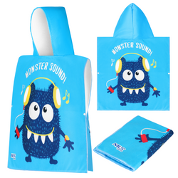 Ręcznik Kąpielowy Okrycie Z Kapturem Ponczo Dla Dzieci Monster 60x85 cm