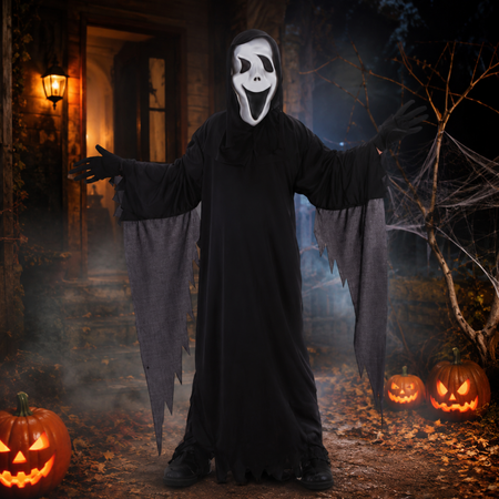Strój Przebranie Na Halloween Dla Dziecka Duch Kostium + Maska Krzyk GODAN