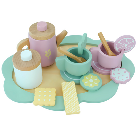 MERKAN Drewniany Zestaw Do Herbaty Czajnik Filiżanki + Tacka