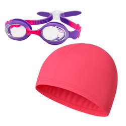 Okularki Anti-Fog + Czepek Pływacki Na Basen Kąpielowy Dziecięcy SPOKEY