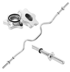 Gryf Mocno Łamany Stalowy 120 cm Z Gwintem Sztanga + Zaciski Gwiazdowe HMS