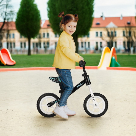 Rowerek Biegowy Dziecięcy Koła 10" Regulowany Czarny Dla Chłopca NILS