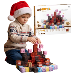 Klocki Magnetyczne Konstrukcyjne Zestaw 86 Elementów Edukacyjne Dla Dzieci