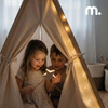 Namiot Tipi Dla Dzieci 110×90×120 cm Z Matą Do Pokoju Girlanda Lampki LED