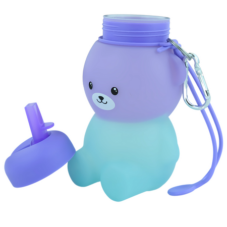 MERKAN Butelka Sportowa Bidon Silikonowy Na Wodę Miś 600 ml