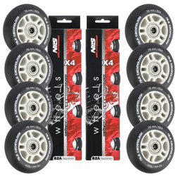 Kółka Do Rolek Kauczukowe 76mm Zestaw 8 szt. + Łożyska ABEC-9 Czarne Matowe