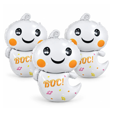 Balony Foliowe Duszek "Boo!" Na Przyjęcie Imprezę Halloween 59x38 cm 3 szt.