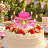 Świeczka Urodzinowa Grająco-Tańcząca Różowa Na Tort Melodia Happy Birthday