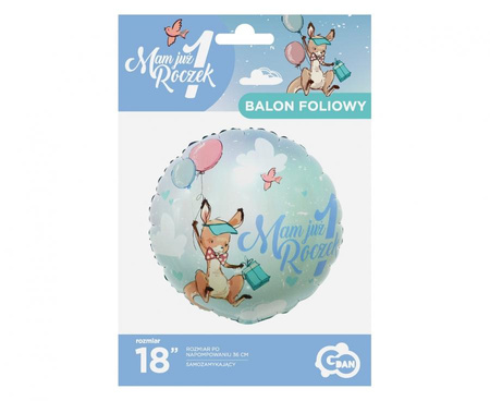 Balon Foliowy Mam Już 1 Roczek Kangurek Niebieski Urodziny Przyjęcie 18"