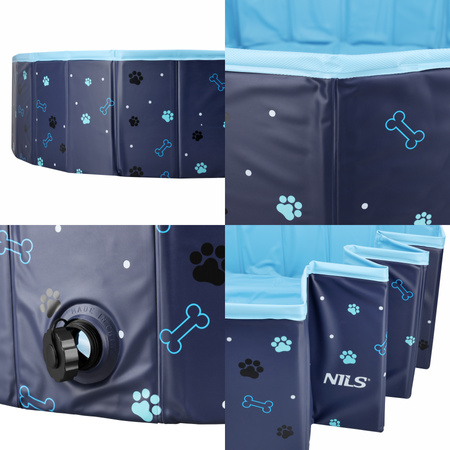 Basen Dla Psa Zwierząt Składany Ogrodowy 120x30 cm Kojec Do Kąpieli NILS