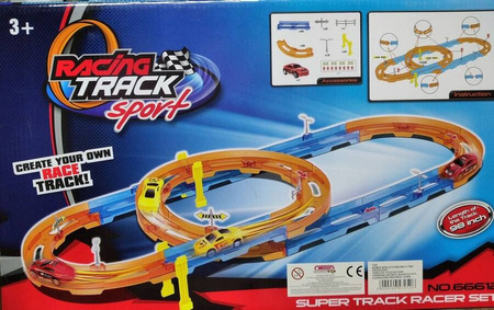 Tor Wyścigowy Samochodowy Pull Back Dla Dzieci 230 cm + 3 Autka