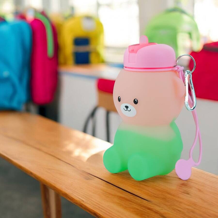 MERKAN Butelka Sportowa Bidon Silikonowy Na Wodę Miś 600 ml