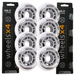 Kółka Do Łyżworolek Kauczukowe Zestaw 8 szt. Białe 70 mm Nils Extreme
