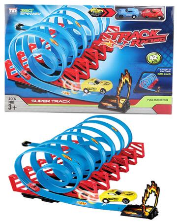 Tor Wyścigowy Samochodowy Pull Back Dla Dzieci 800 cm + 4 Samochody